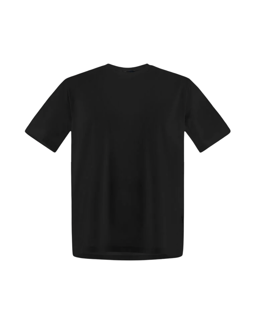 HERNO - T-shirt Nera in Cotone Stretch Superfine