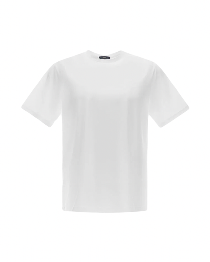 HERNO - T-shirt Bianca in Cotone Stretch Superfine