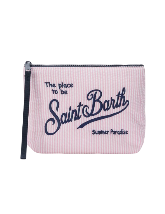 MC2 SAINT BARTH - Pochette Aline Seersucker Stripes Rosa