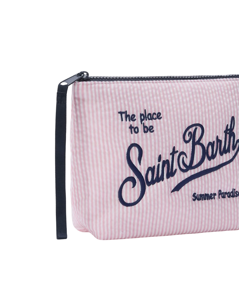 MC2 SAINT BARTH - Pochette Aline Seersucker Stripes Rosa