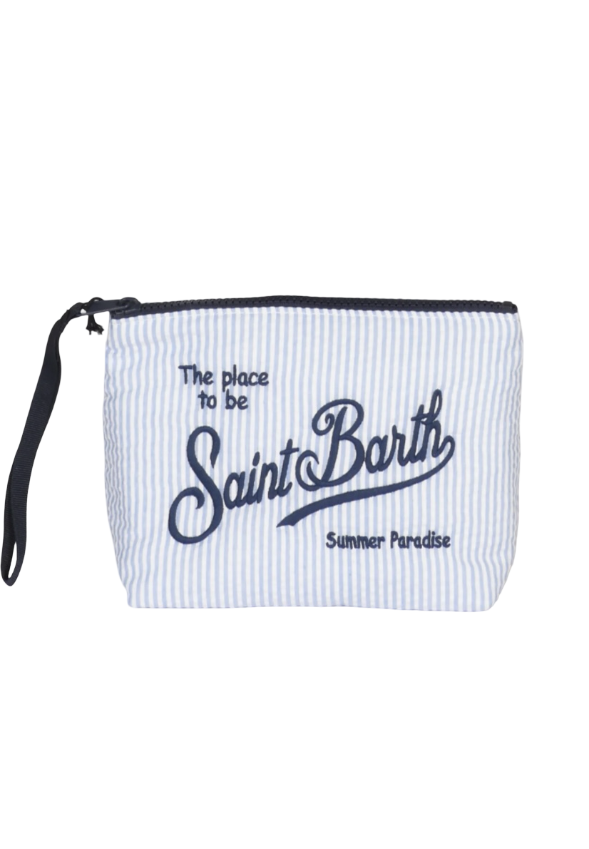 MC2 SAINT BARTH - Pochette Aline Seersucker Stripes Celeste