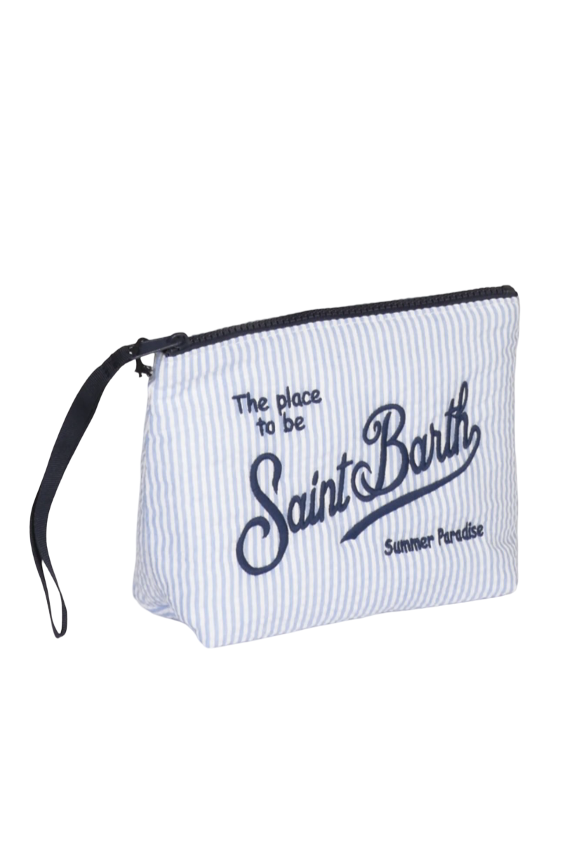 MC2 SAINT BARTH - Pochette Aline Seersucker Stripes Celeste