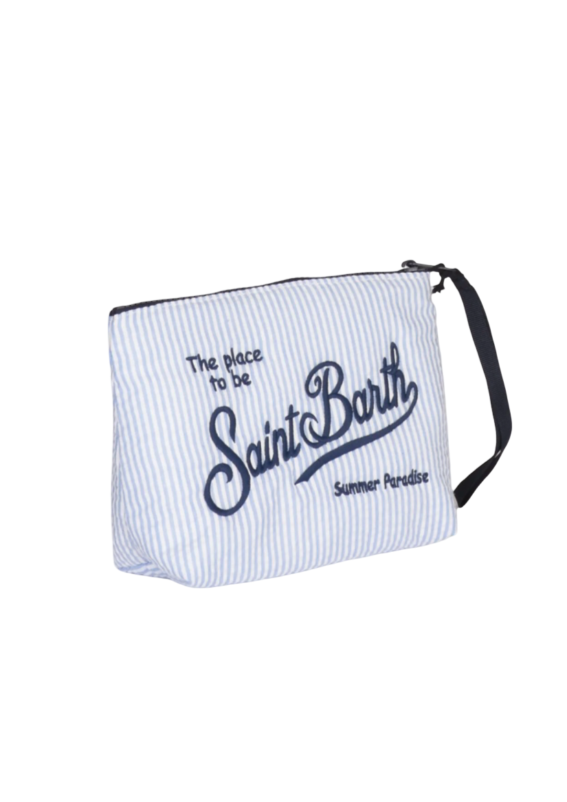 MC2 SAINT BARTH - Pochette Aline Seersucker Stripes Celeste