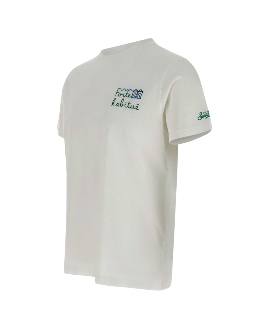 MC2 SAINT BARTH - T-shirt Bianca Ricamo Forte Habitué