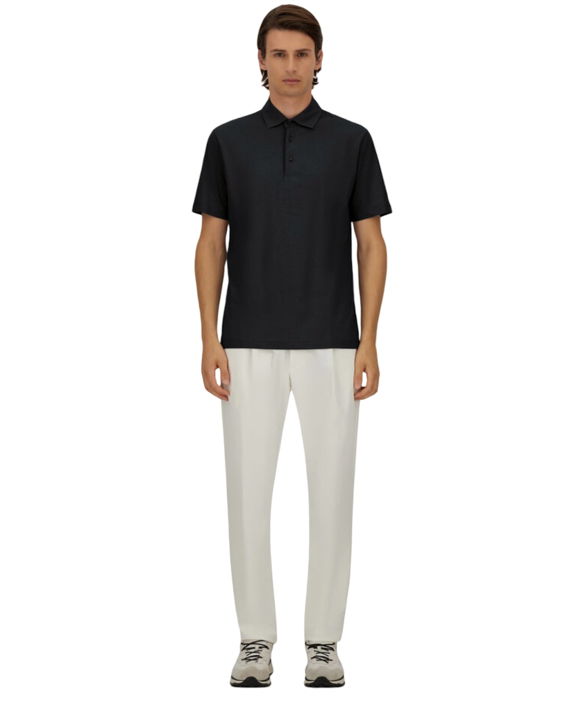 HERNO - Polo Nera in Jersey Crepe