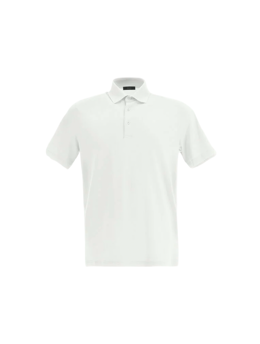 HERNO - Polo Bianco Ghiaccio in Jersey Crepe