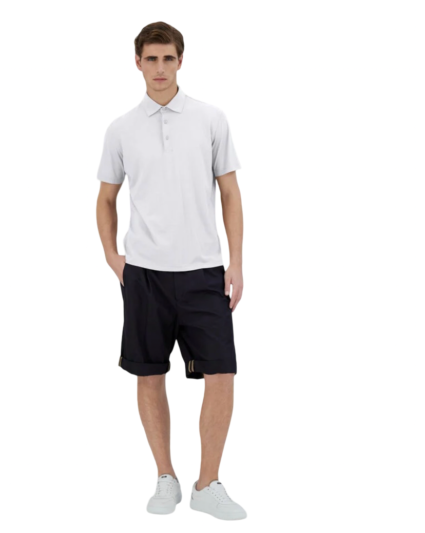 HERNO - Polo Bianco Ghiaccio in Jersey Crepe