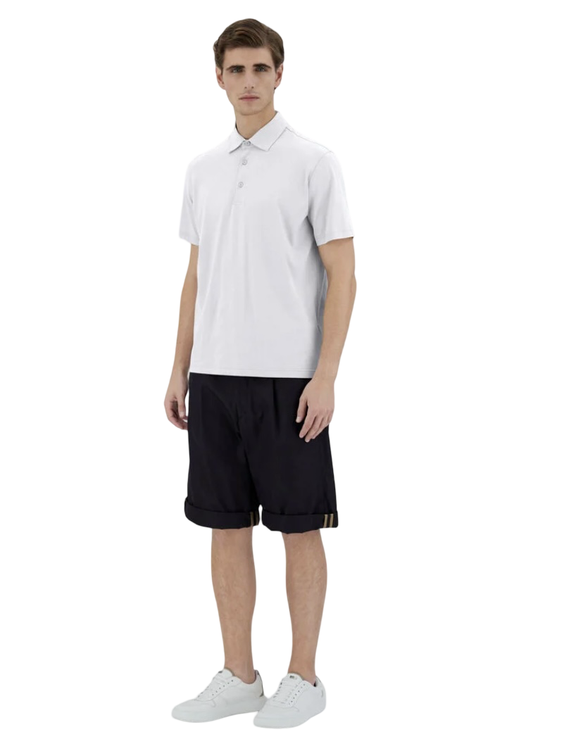 HERNO - Polo Bianco Ghiaccio in Jersey Crepe