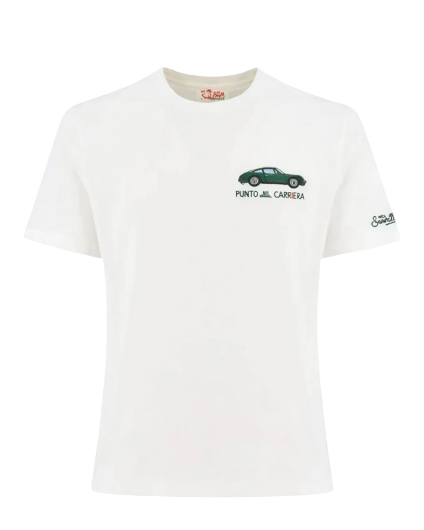 MC2 SAINT BARTH - T-shirt Bianca con ricamo Punto alla Carriera