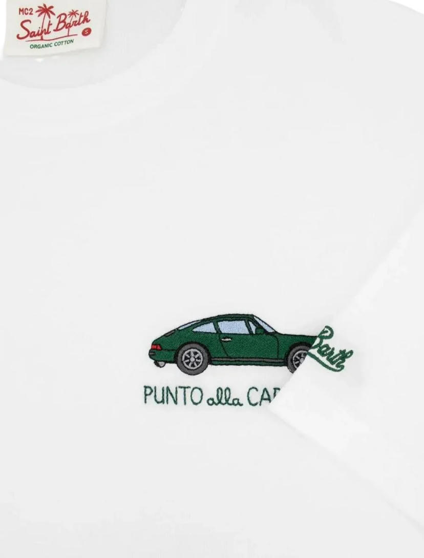 MC2 SAINT BARTH - T-shirt Bianca con ricamo Punto alla Carriera