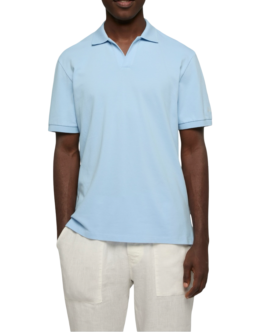 MC2 SAINT BARTH - Polo Celeste Charles in Cotone Senza Bottoni
