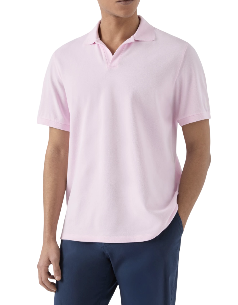 MC2 SAINT BARTH - Polo Rosa Charles in Cotone Stretch Piquet Senza Bottoni