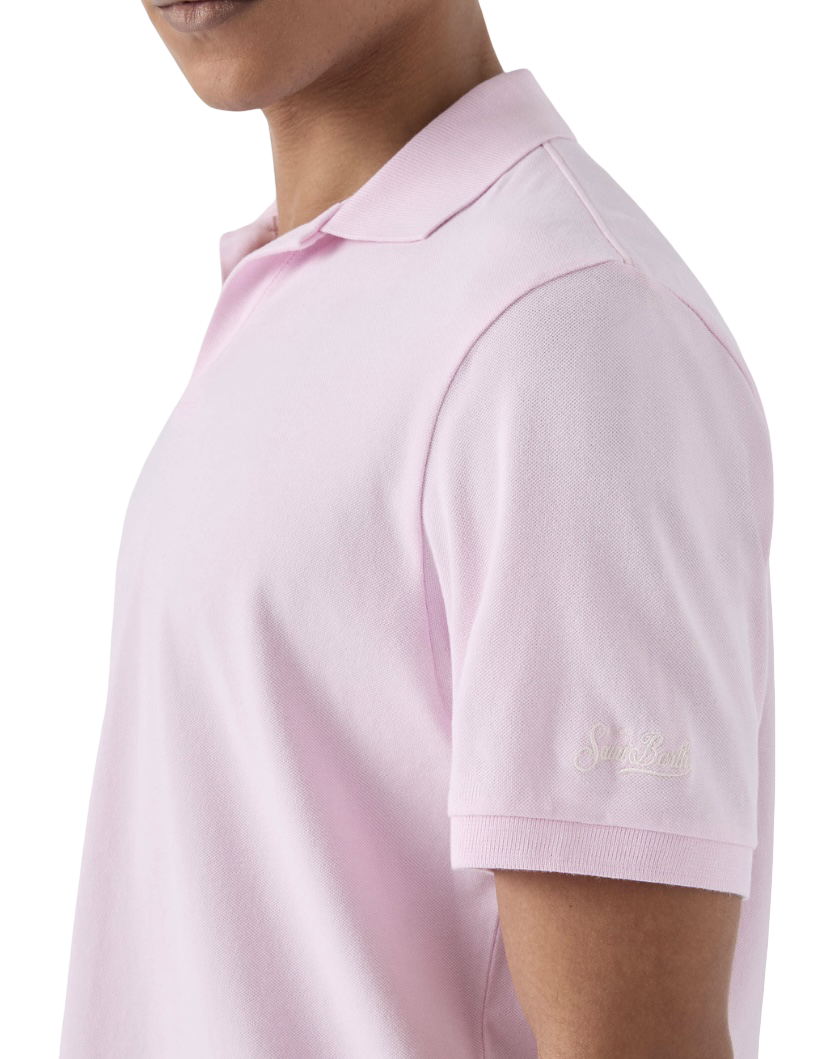 MC2 SAINT BARTH - Polo Rosa Charles in Cotone Stretch Piquet Senza Bottoni