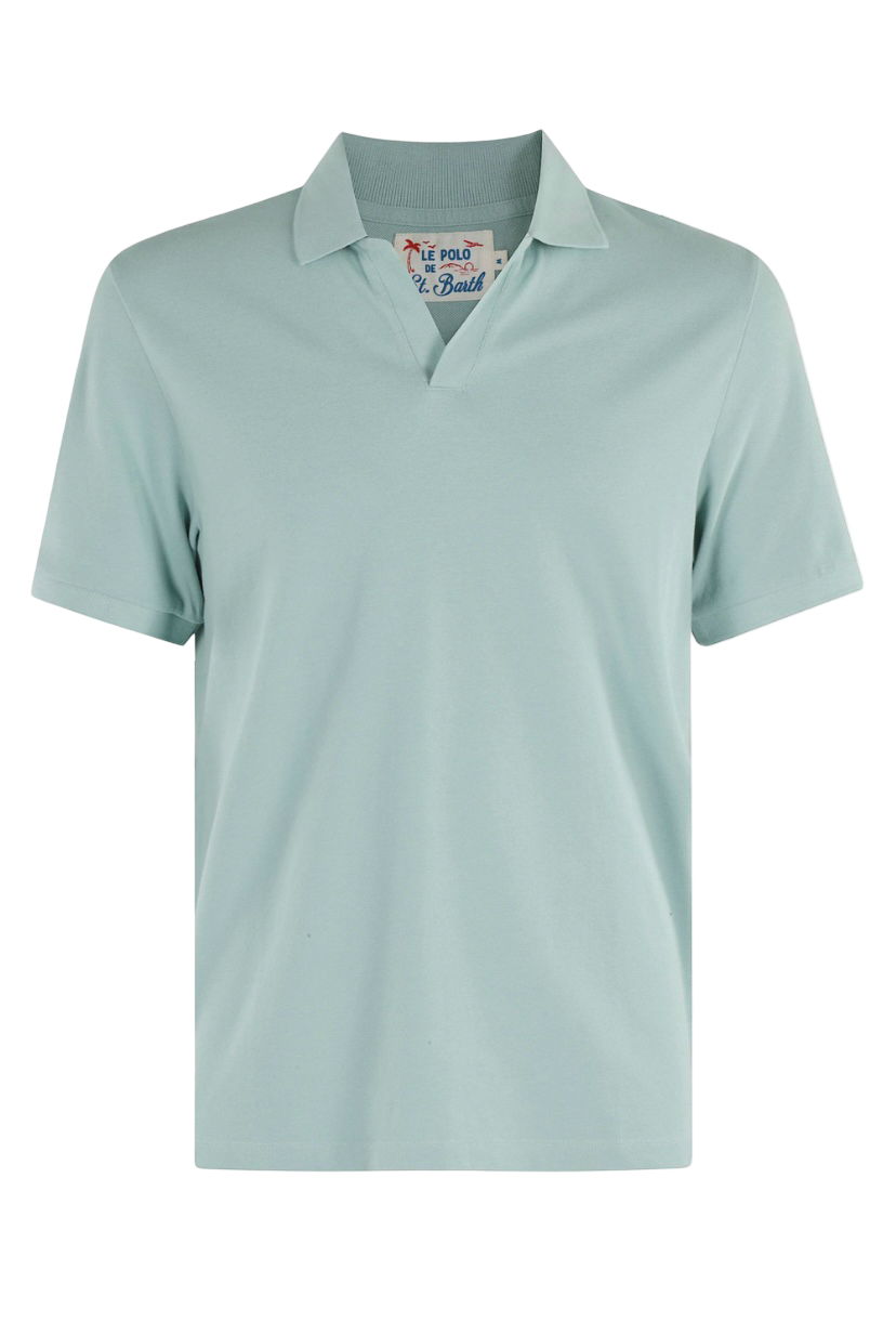 MC2 SAINT BARTH - Polo Verde Salvia Charles in Cotone Stretch Piquet Senza Bottoni