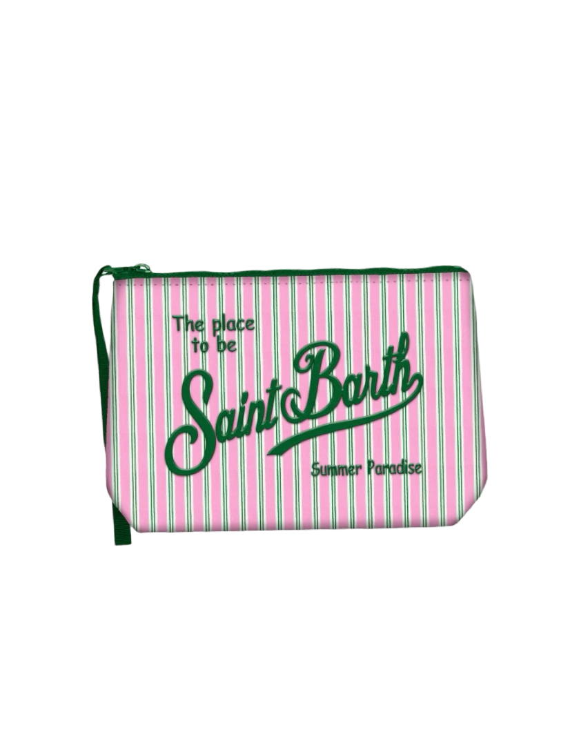 MC2 SAINT BARTH - Pochette Aline Cotton Micro Triple Stripes Rosa e Verde