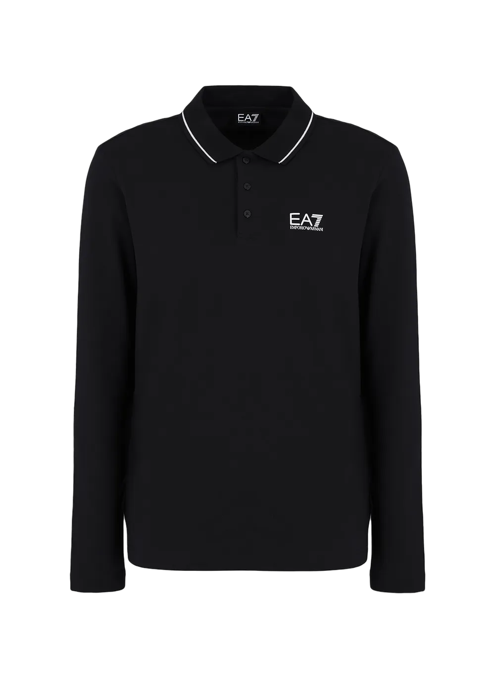 EA7 - Polo Nera Maniche Lunghe Core Identity in cotone stretch