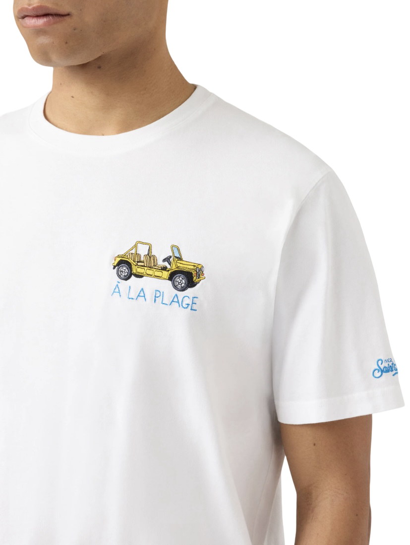 MC2 SAINT BARTH - T-shirt Bianca con ricamo À La Plage