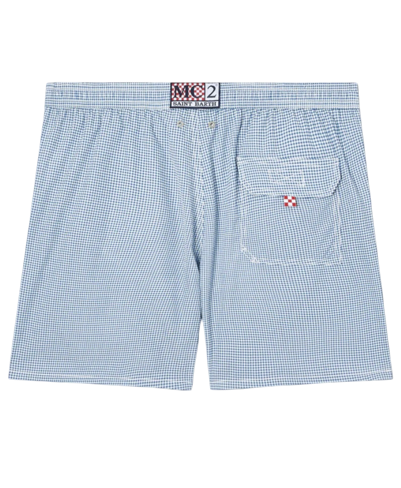 MC2 SAINT BARTH - Costume Patmos Seersucker Vichy Micro Blu