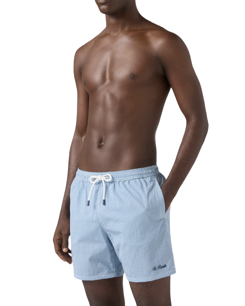 MC2 SAINT BARTH - Costume Patmos Seersucker Vichy Micro Blu