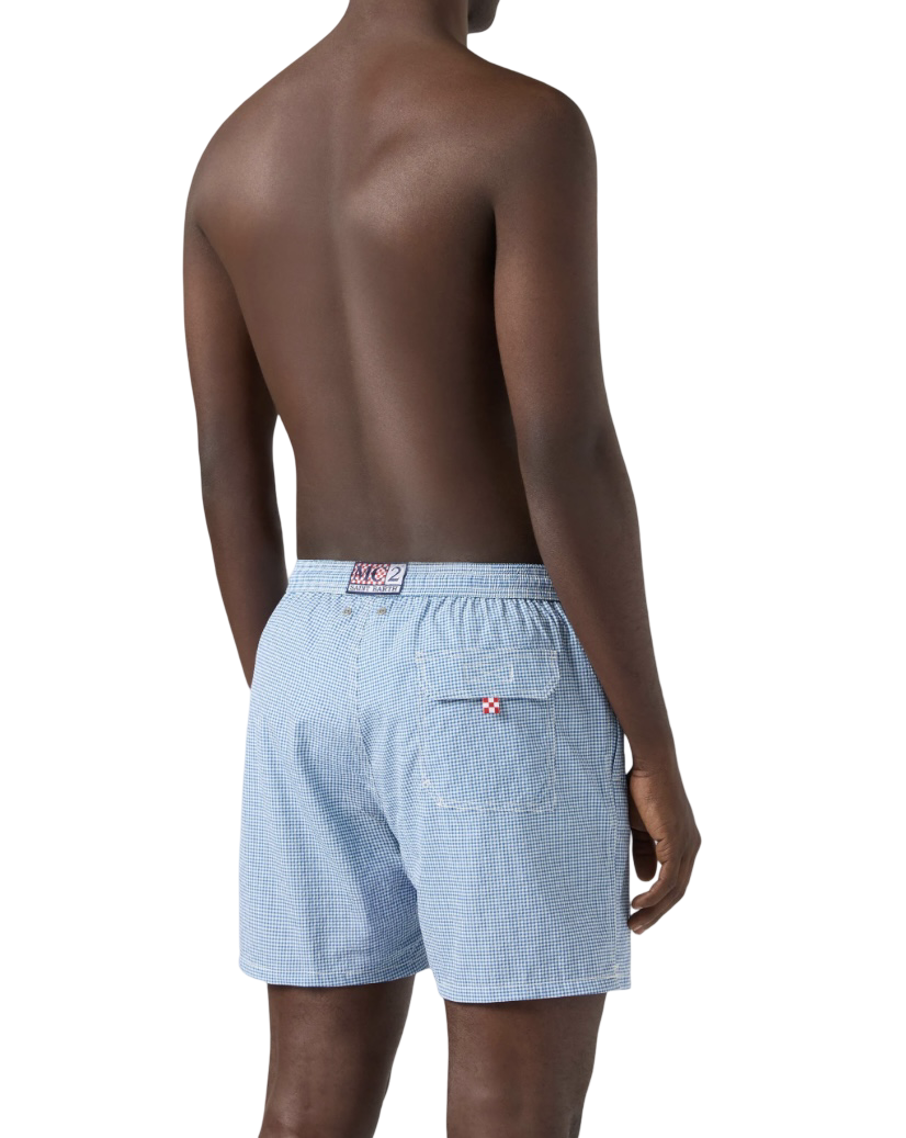 MC2 SAINT BARTH - Costume Patmos Seersucker Vichy Micro Blu