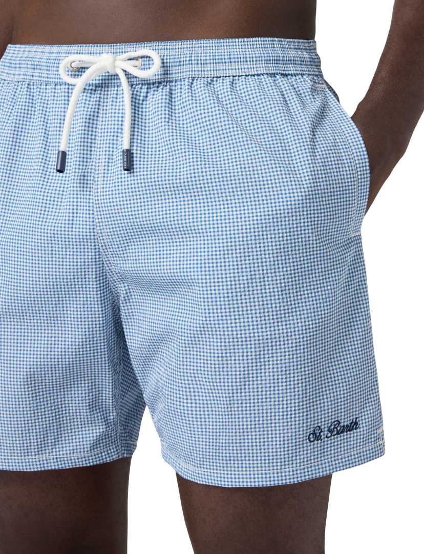 MC2 SAINT BARTH - Costume Patmos Seersucker Vichy Micro Blu