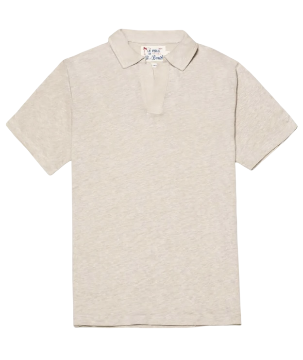 MC2 SAINT BARTH - Polo Fraser Beige in Lino Senza Bottoni