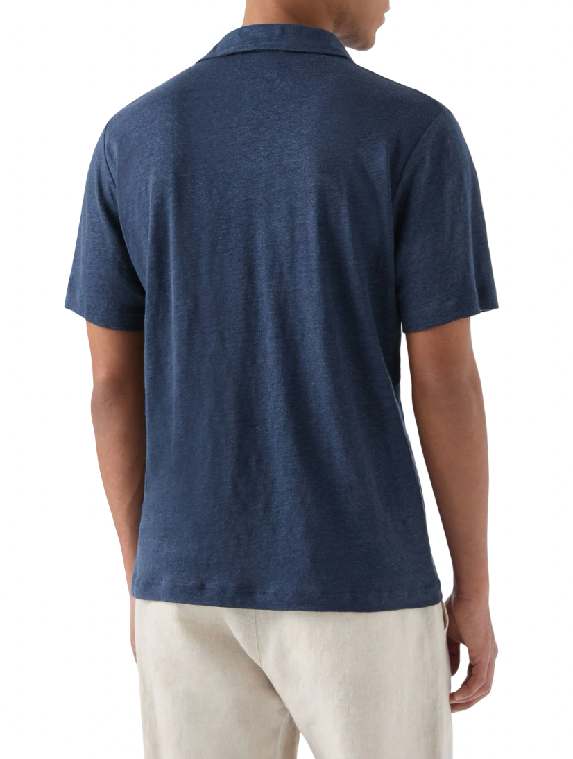 MC2 SAINT BARTH - Polo Fraser Blu in Lino Senza Bottoni
