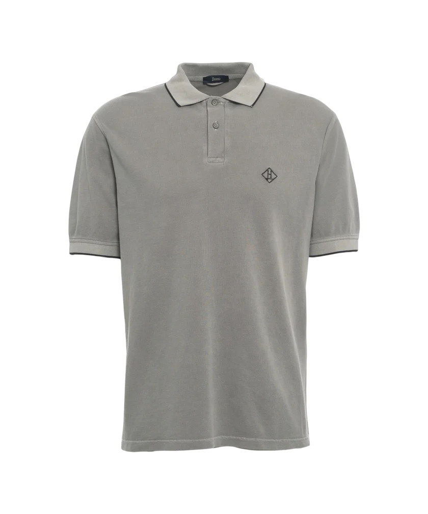 HERNO - Polo Grigia con Ricamo Logo