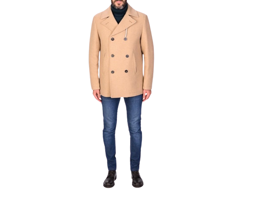 CAMPLIN - Cappotto Corto Doppiopetto Cammello Peacoat Island