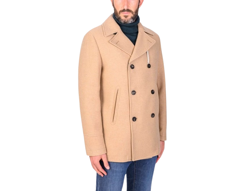 CAMPLIN - Cappotto Corto Doppiopetto Cammello Peacoat Island