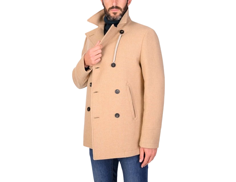 CAMPLIN - Cappotto Corto Doppiopetto Cammello Peacoat Island