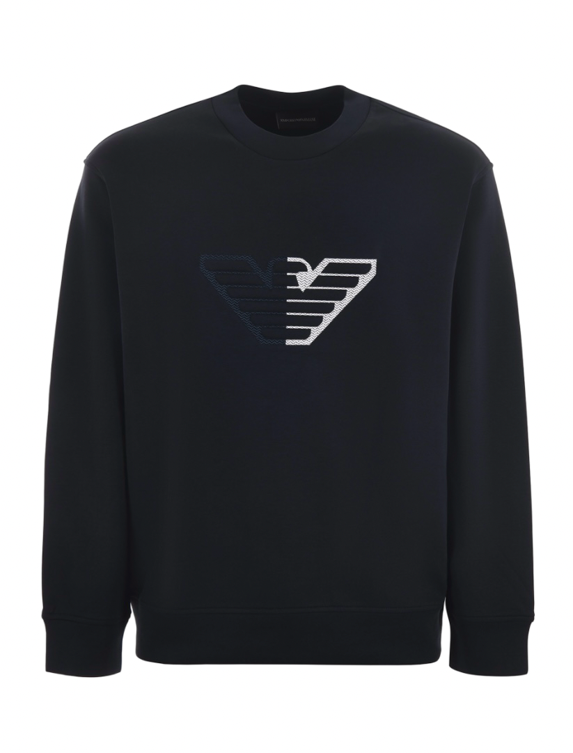 EMPORIO ARMANI - Felpa Blu Navy Logo Eagle