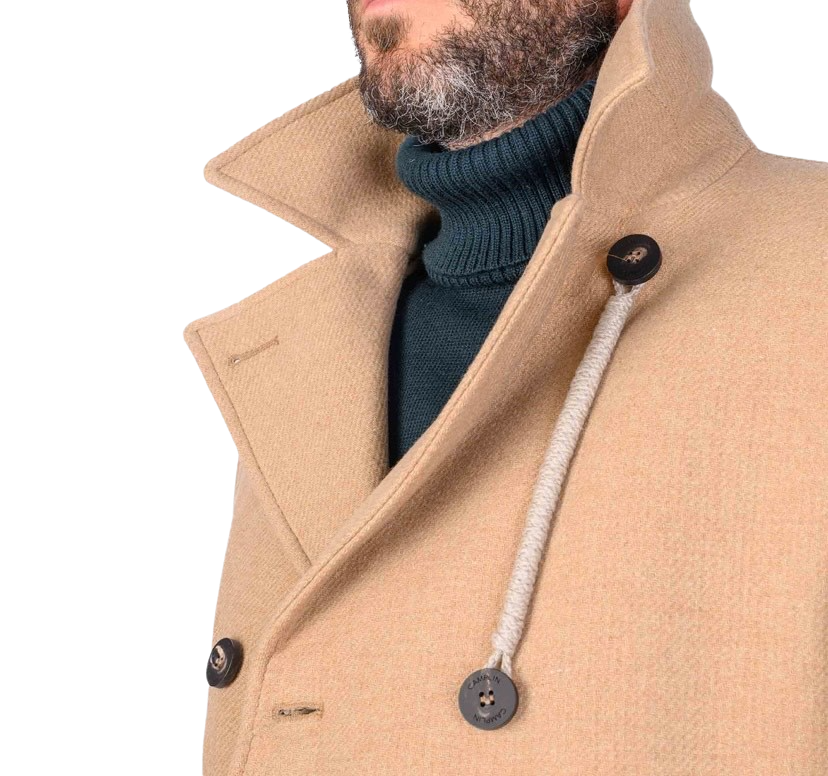 CAMPLIN - Cappotto Corto Doppiopetto Cammello Peacoat Island