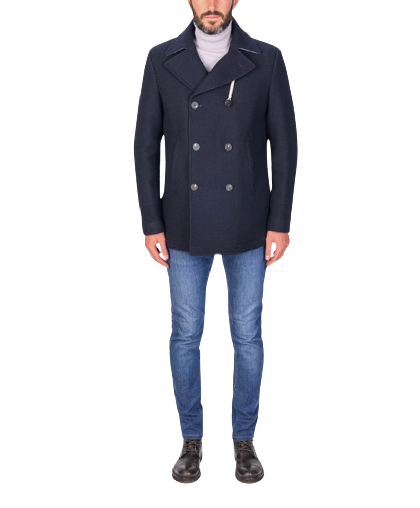 CAMPLIN - Cappotto Corto Doppiopetto Blu Peacoat Island