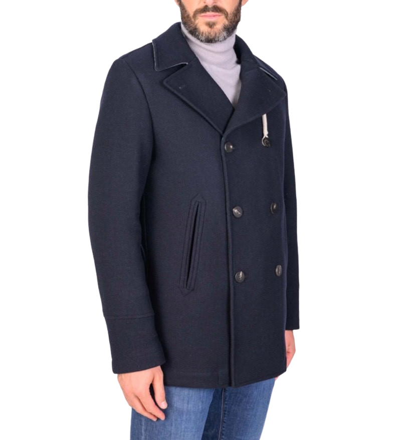 CAMPLIN - Cappotto Corto Doppiopetto Blu Peacoat Island