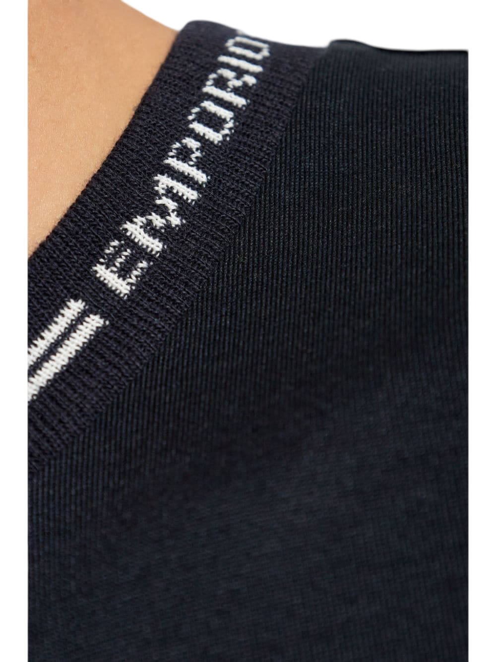 EMPORIO ARMANI - T-shirt Blu Navy in Jersey con Collo Logato