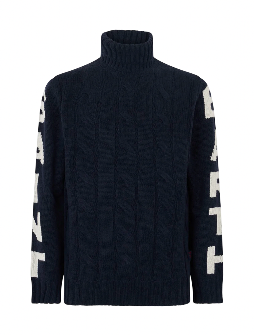 MC2 SAINT BARTH - Maglione Collo Alto Fisherman Blu