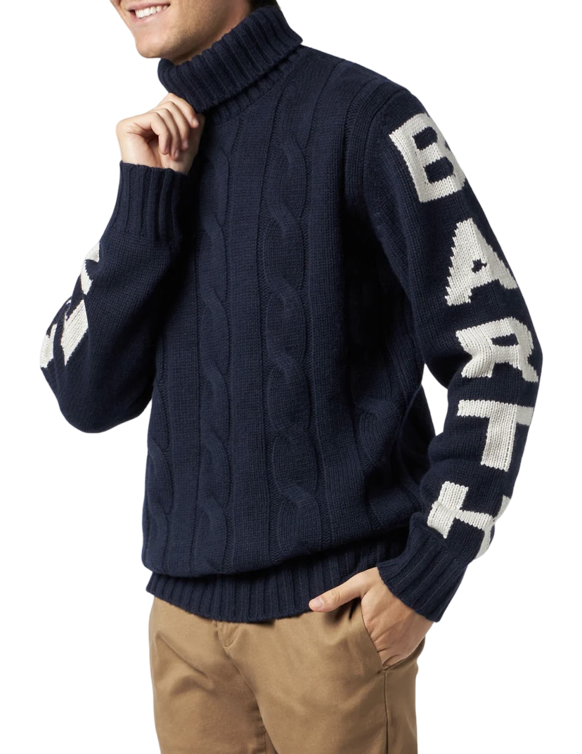 MC2 SAINT BARTH - Maglione Collo Alto Fisherman Blu