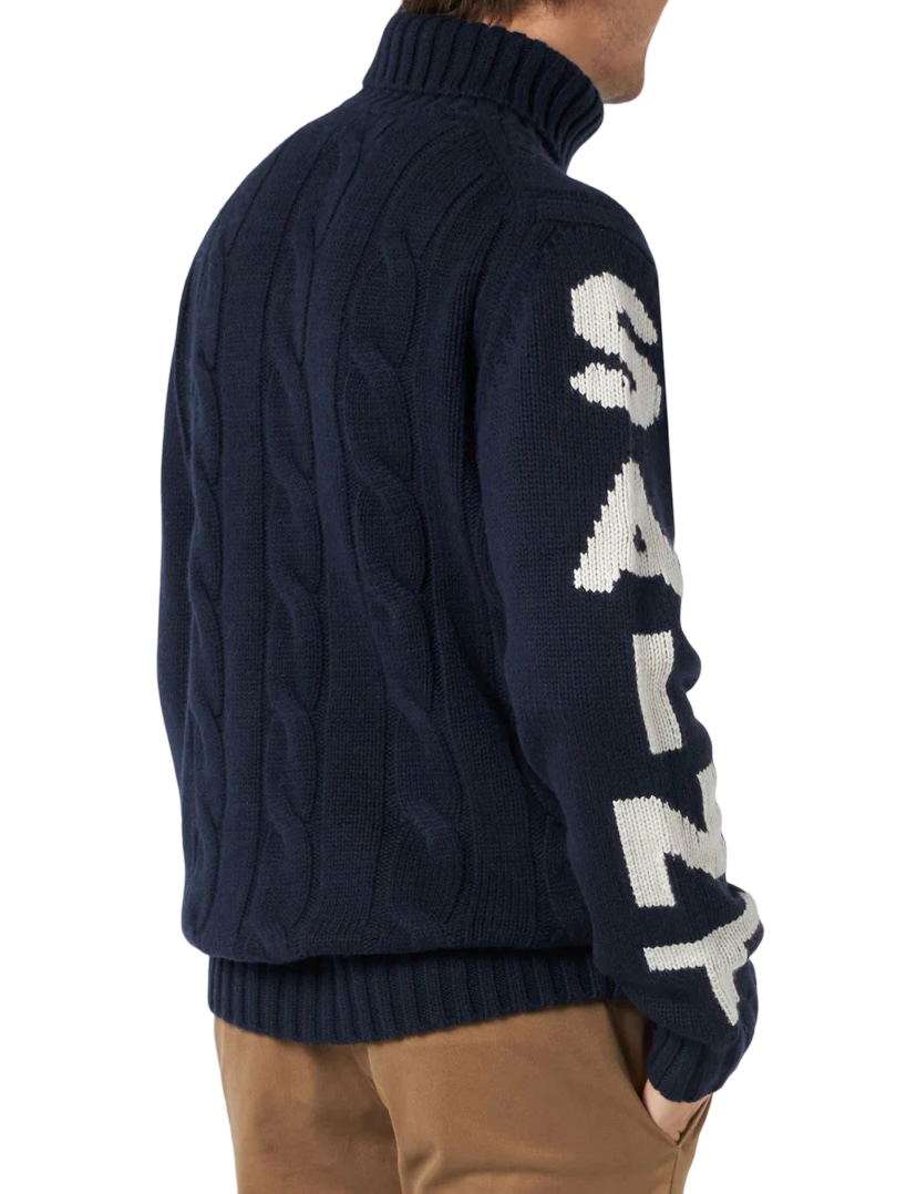 MC2 SAINT BARTH - Maglione Collo Alto Fisherman Blu