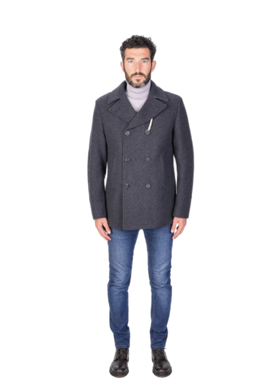 CAMPLIN - Cappotto Corto Doppiopetto Grigio Scuro Peacoat Island