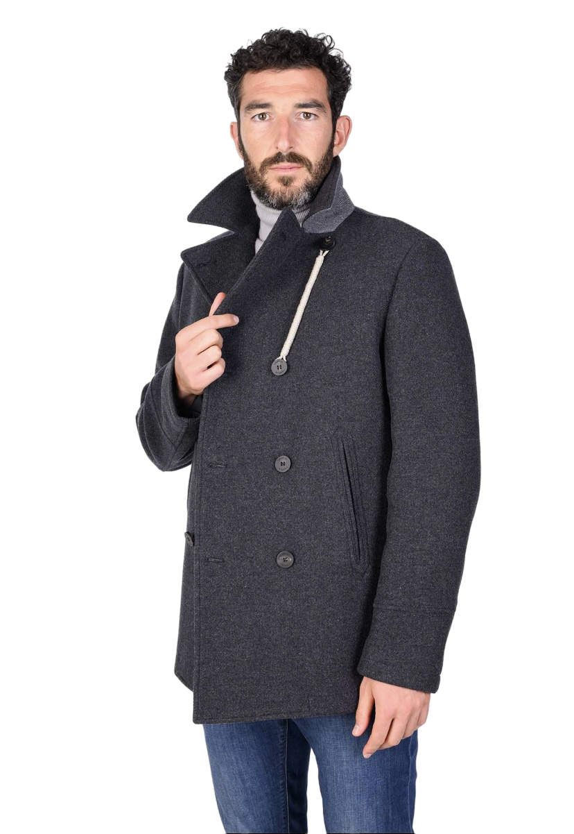 CAMPLIN - Cappotto Corto Doppiopetto Grigio Scuro Peacoat Island