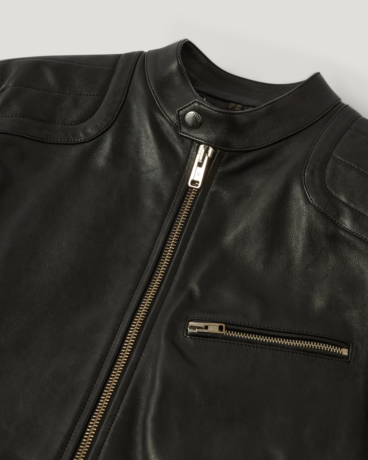 BELSTAFF - Giubbotto Nero di Pelle Cheviot T-Racer