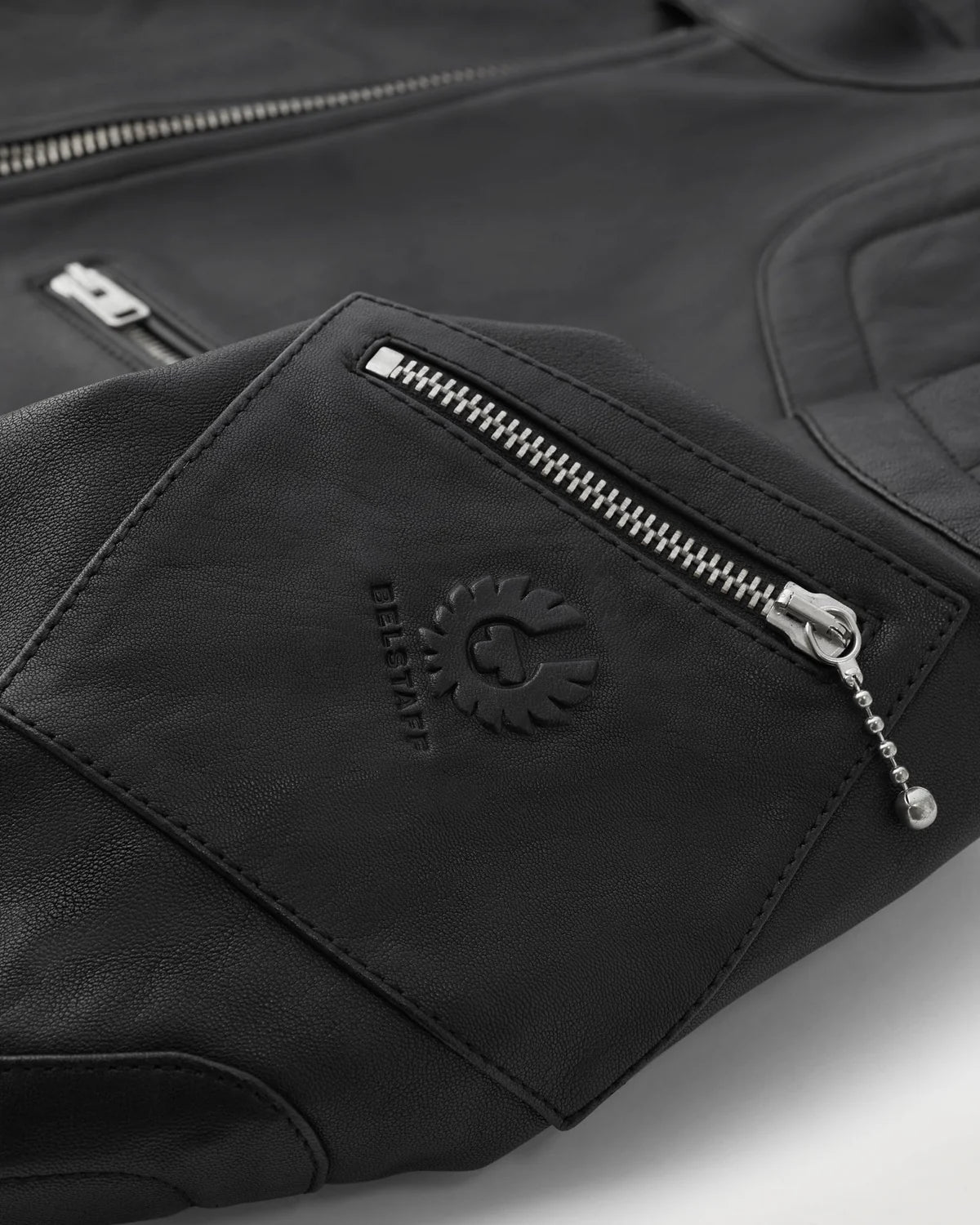 BELSTAFF - Giubbotto Nero di Pelle Cheviot T-Racer