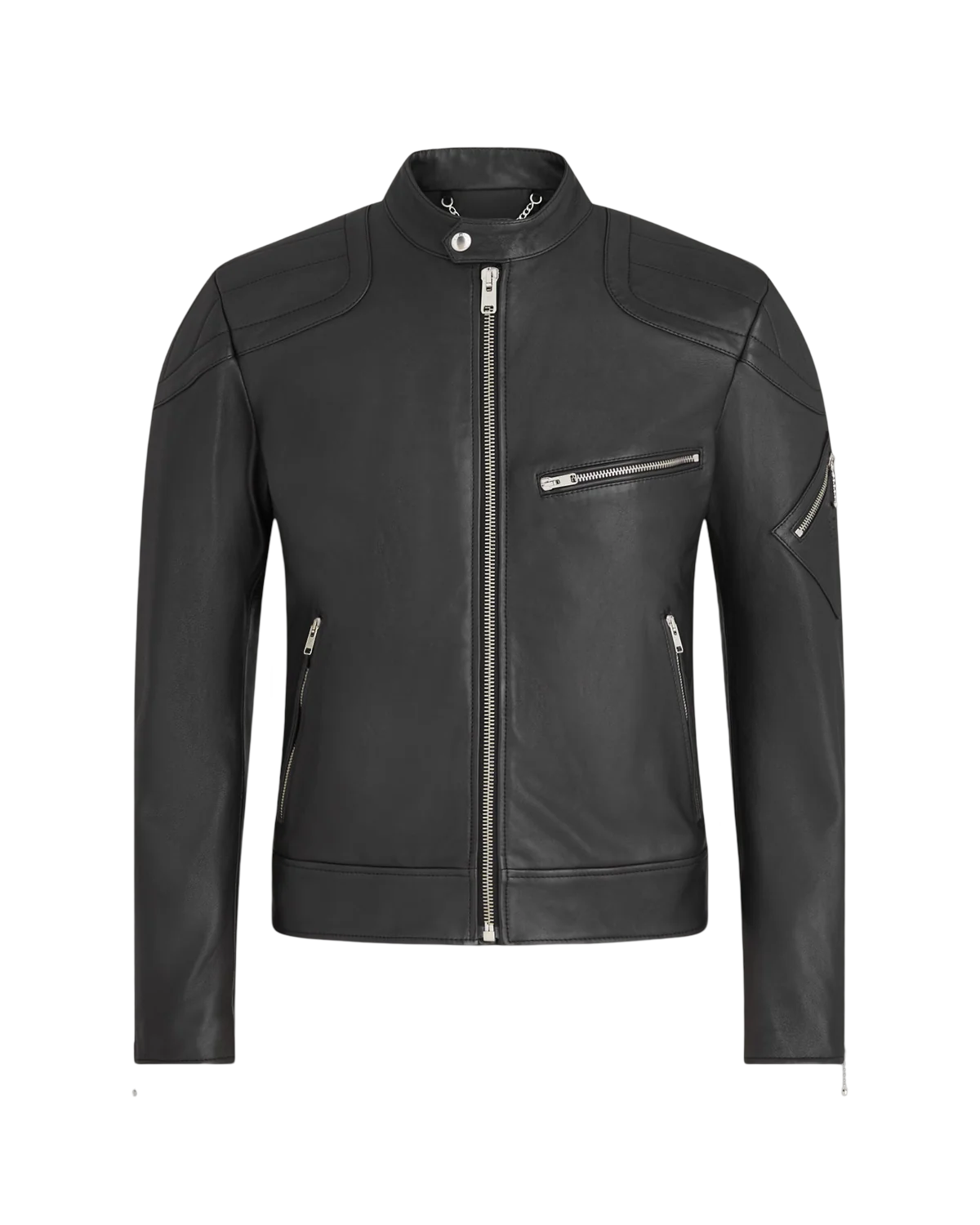 BELSTAFF - Giubbotto Nero di Pelle Cheviot T-Racer