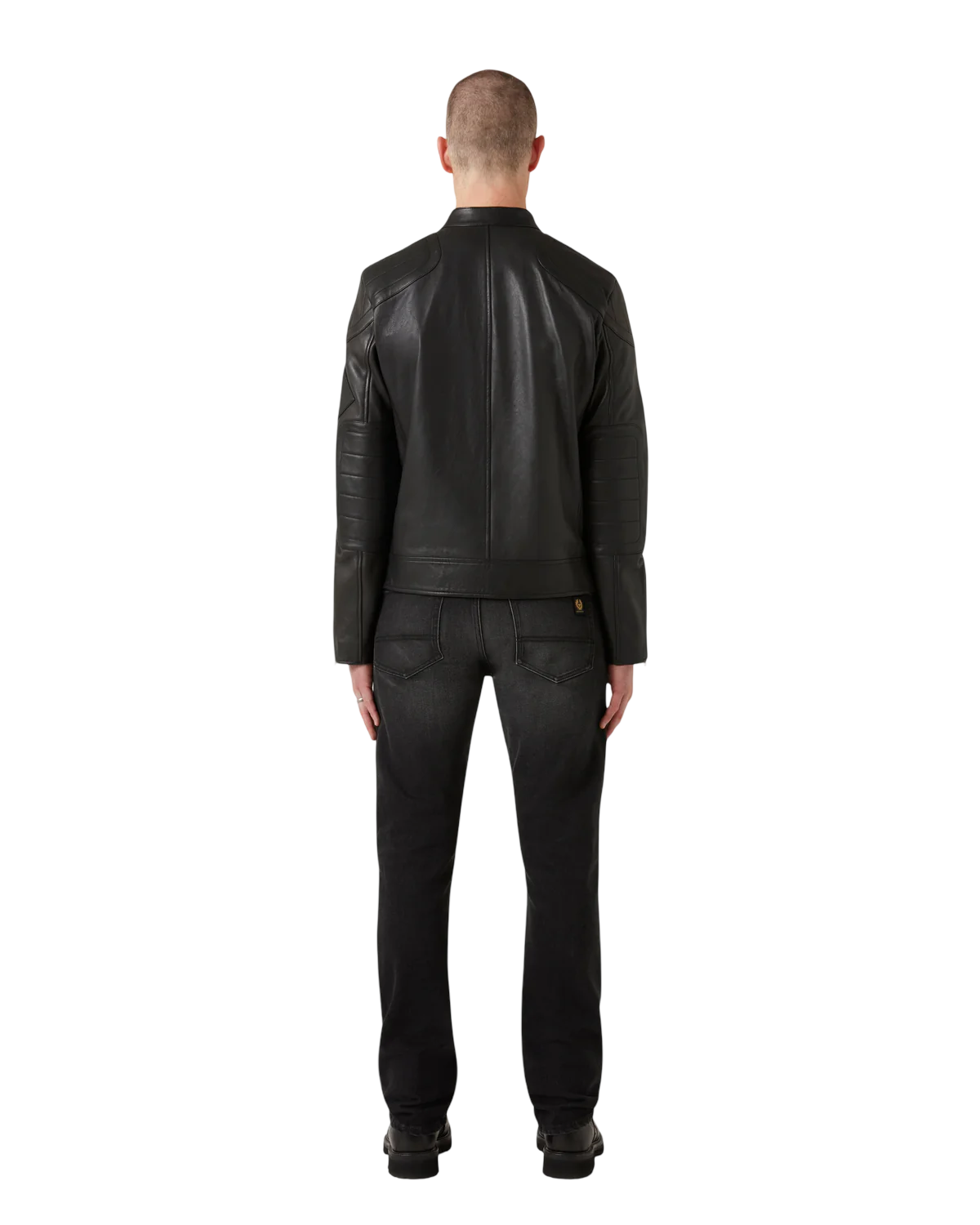 BELSTAFF - Giubbotto Nero di Pelle Cheviot T-Racer