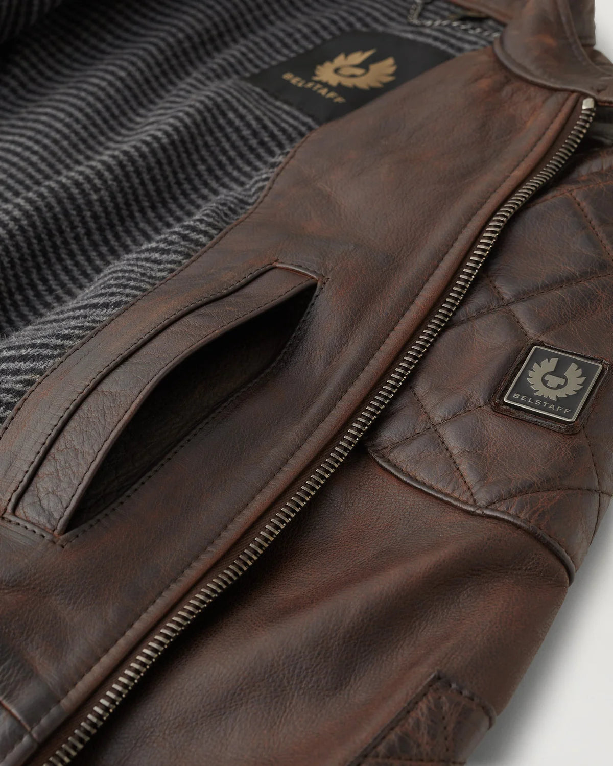 BELSTAFF - Giubbotto di Pelle Marrone Legacy Outlaw