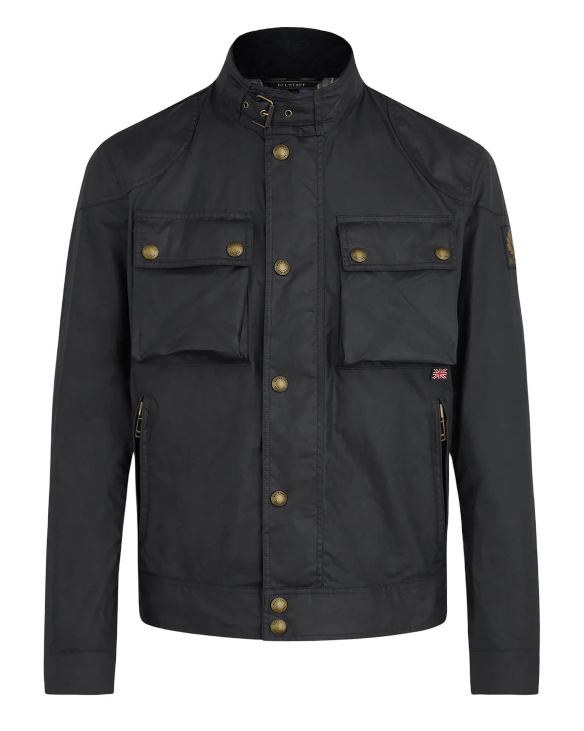 BELSTAFF - Giacca Racemaster Nera in Cotone Cerato