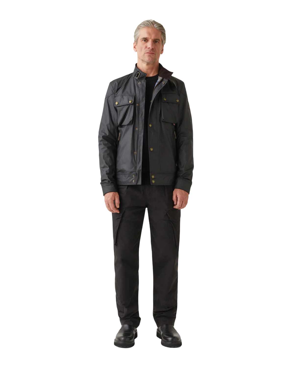 BELSTAFF - Giacca Racemaster Nera in Cotone Cerato