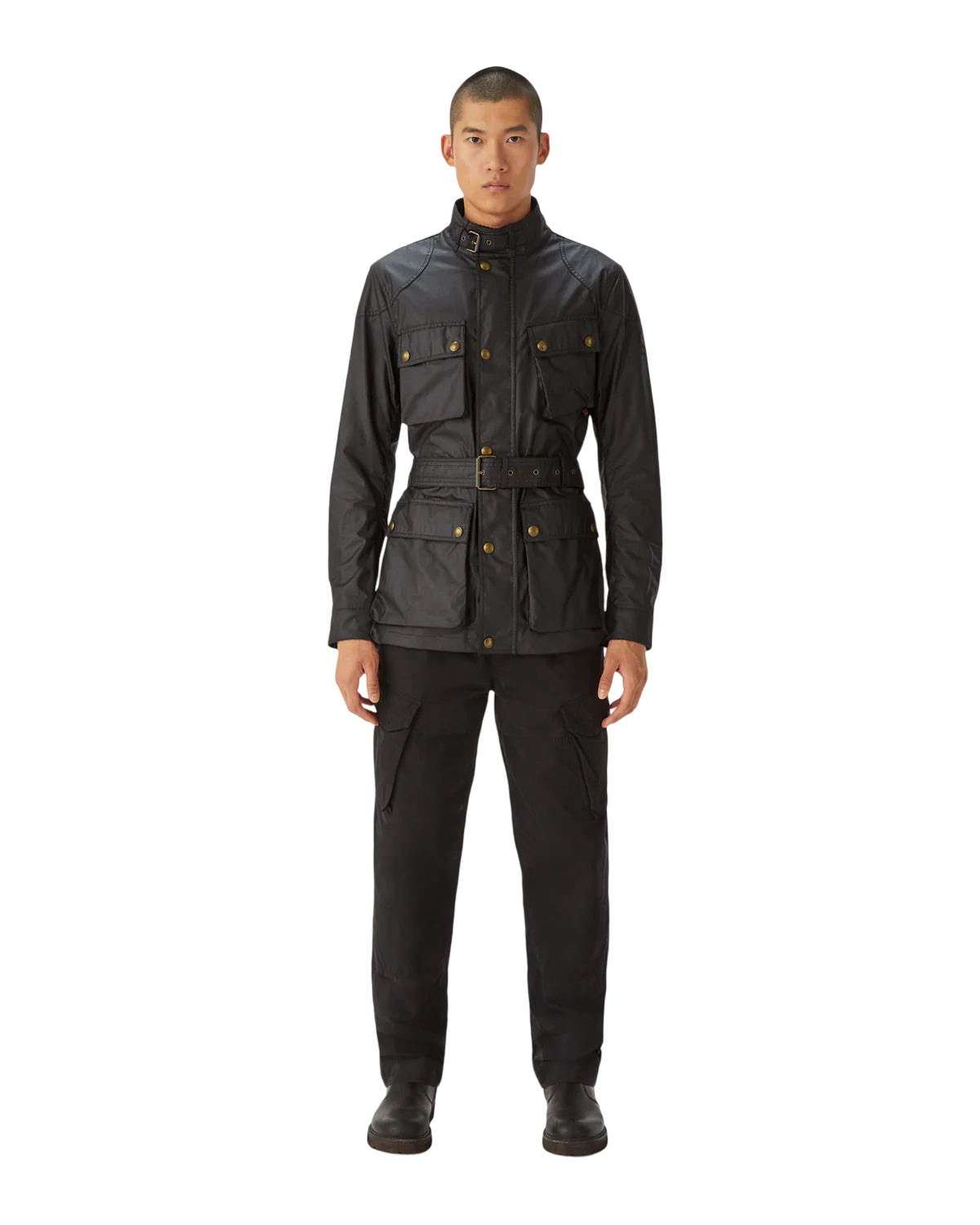 BELSTAFF - Giacca Nera Trialmaster in Cotone Cerato