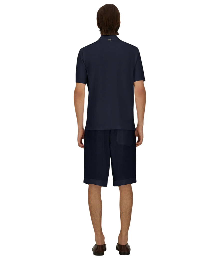 HERNO - Polo Blu in Jersey Knit Effect